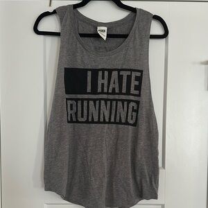 PINK Victoria's Secret Gray Muscle Tee Sleeveless Relaxed Graphic Tank Top